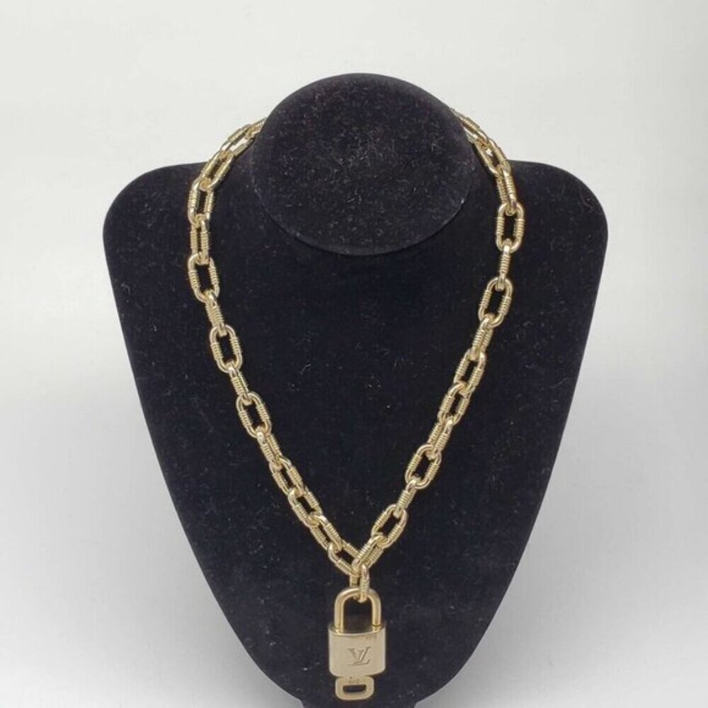 Authentic Louis Vuitton Lock & Key with Unbranded Gold Plated Chain Necklace